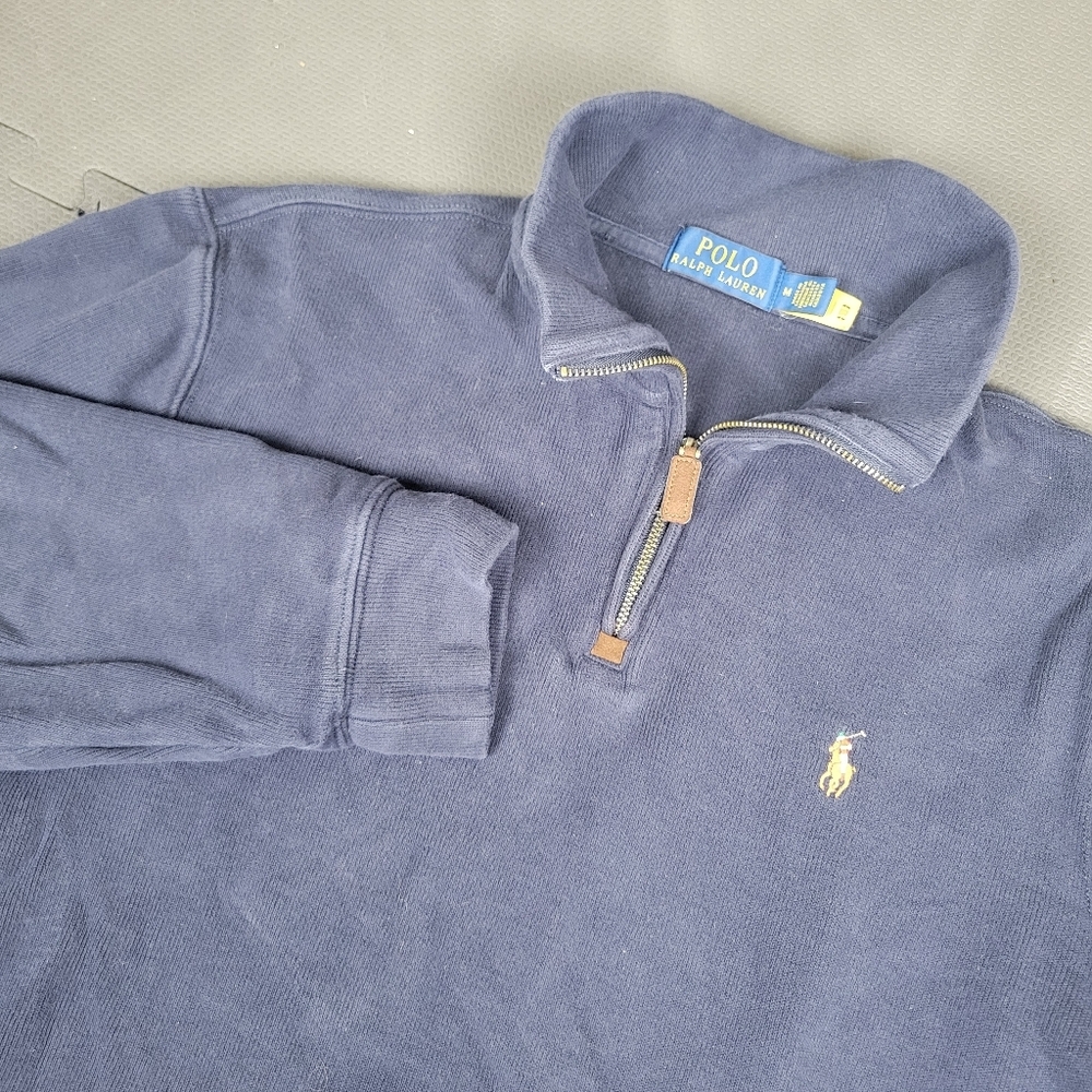 Polo Ralph Lauren Mens M Quarter Zip Pullover Sweater Blue Pony Logo